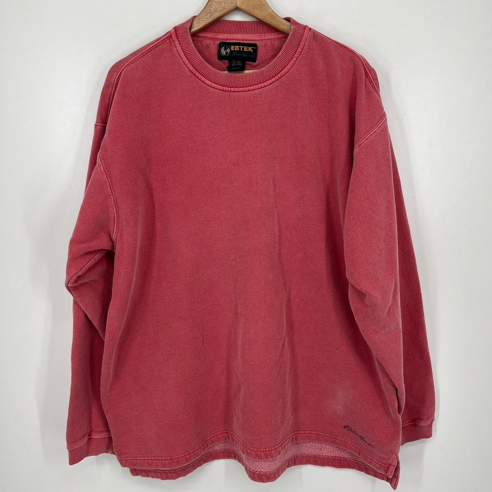 EBTEK Eddie Bauer Mens Large Tall Faded Red Vintage Crewneck Sweatshirt